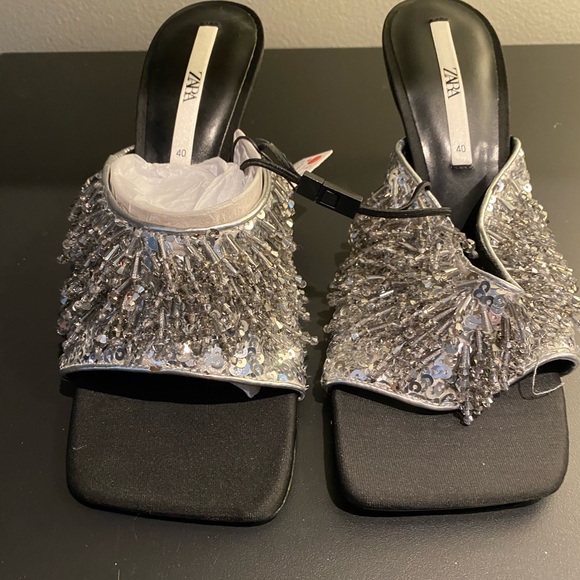 Zara Shoes - RARE Zara Beaded Tulle High Heel Sandals NWT